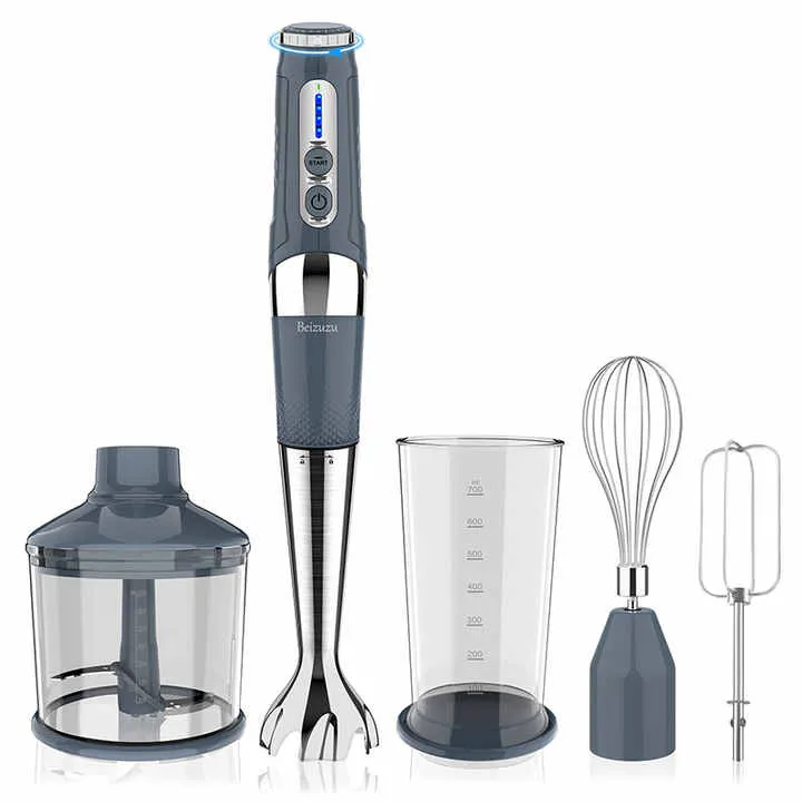 خلاط يدوي صغير 4 في 1 لاسلكي لعصائر الطازجة خلاط مطبخ محمول يدوي كهربائي احترافي4 in 1 Mini Cordless Hand Blender for Fresh Juices Professional Electric Handheld Portable Kitchen Blender