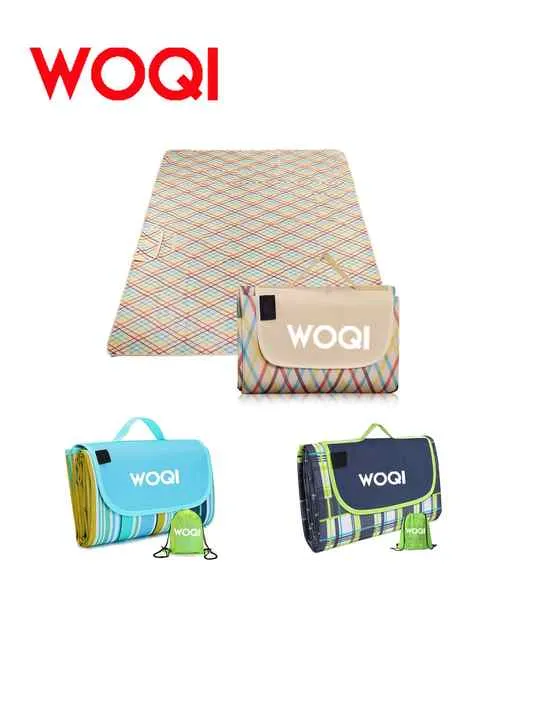 سجادة تخييم متنقلة ومقاومة للماء مطبوعة . WOQI Outdoor Printed Waterproof Portable Camping Mat Picnic Beach Mat