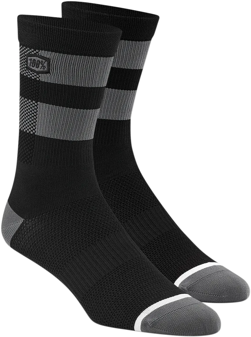 100% Flow Performance Socks - Black/Gray - Small/Medium 20049-00002