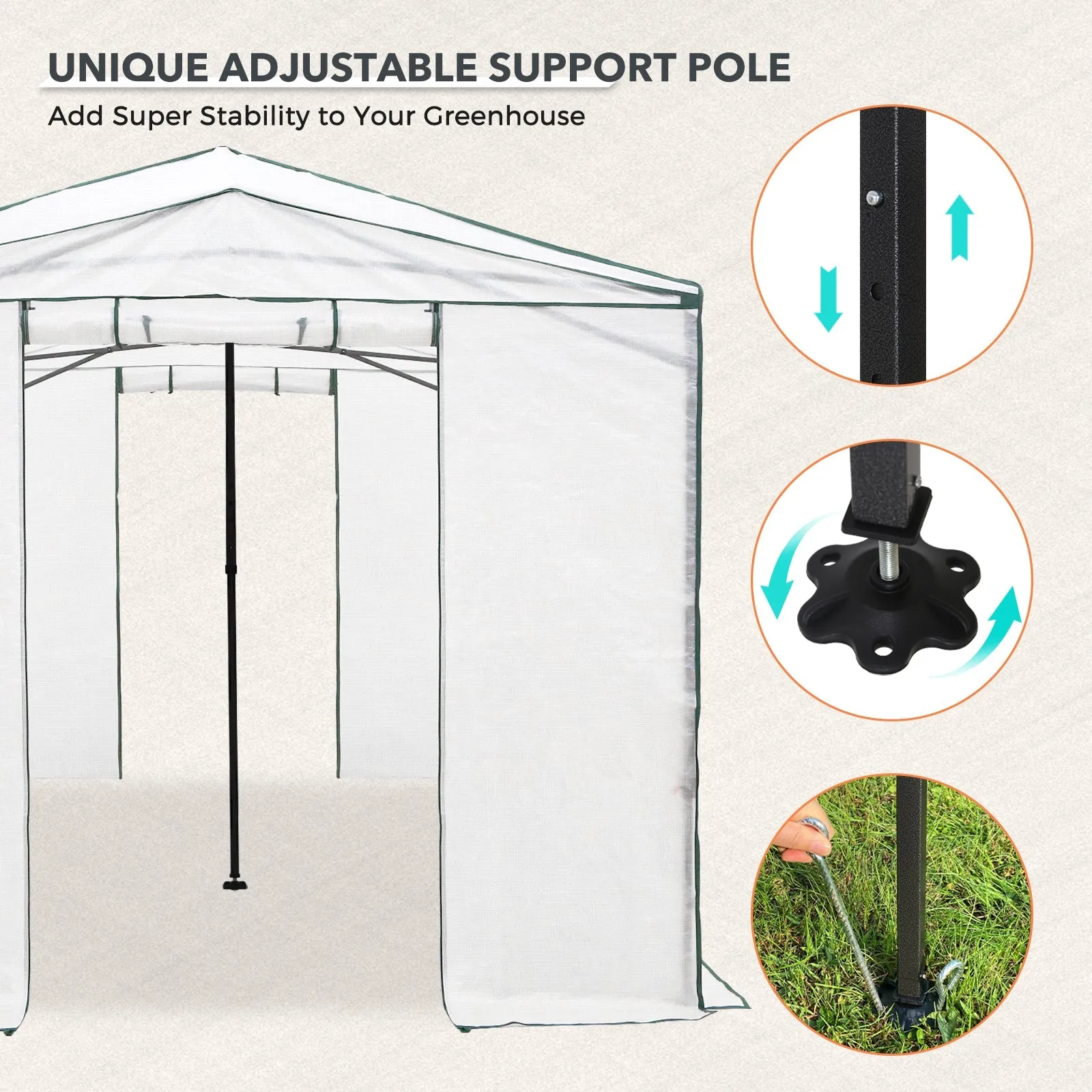 12x8 Portable Large Walk-in Pop Up Greenhouse