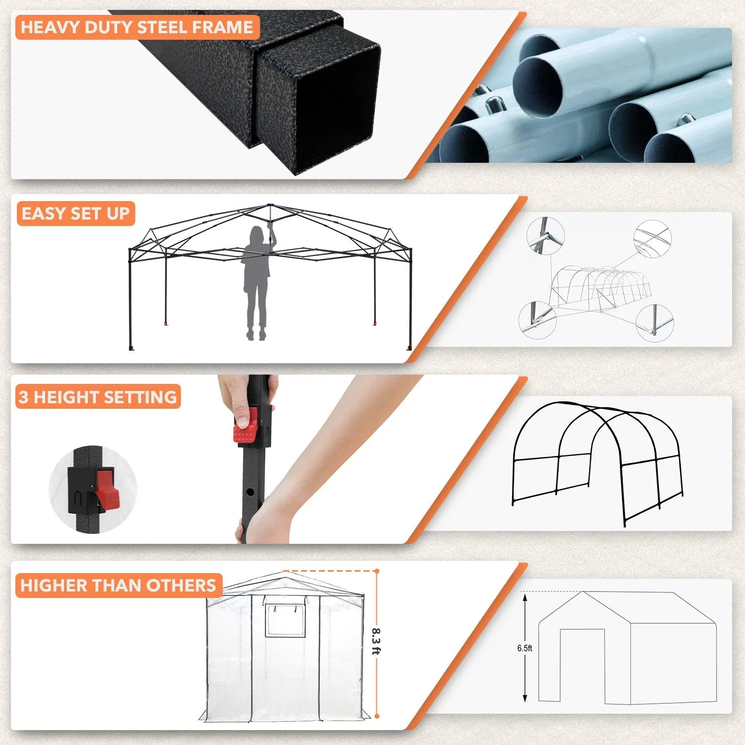12x8 Portable Large Walk-in Pop Up Greenhouse