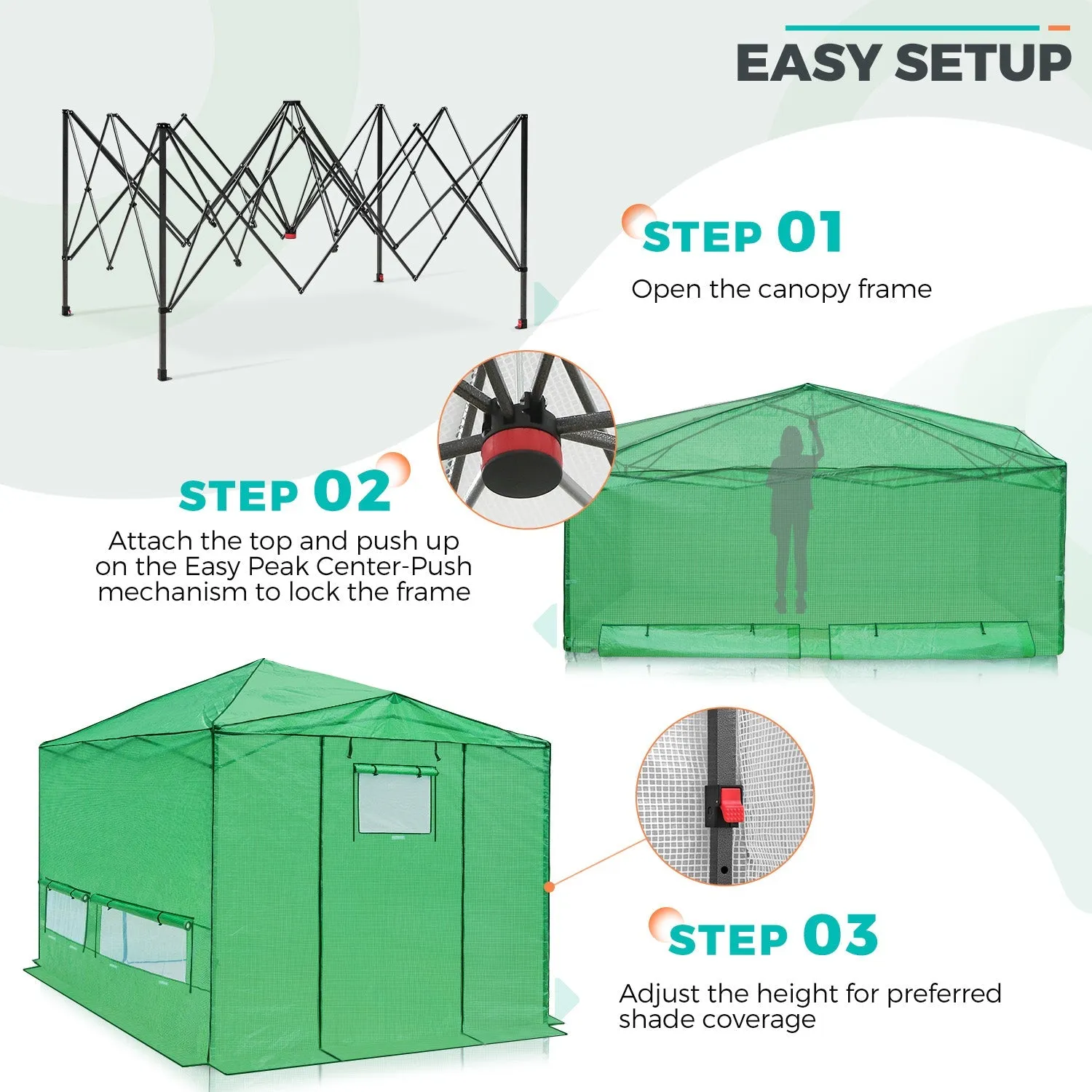 12x8 Portable Large Walk-in Pop Up Greenhouse