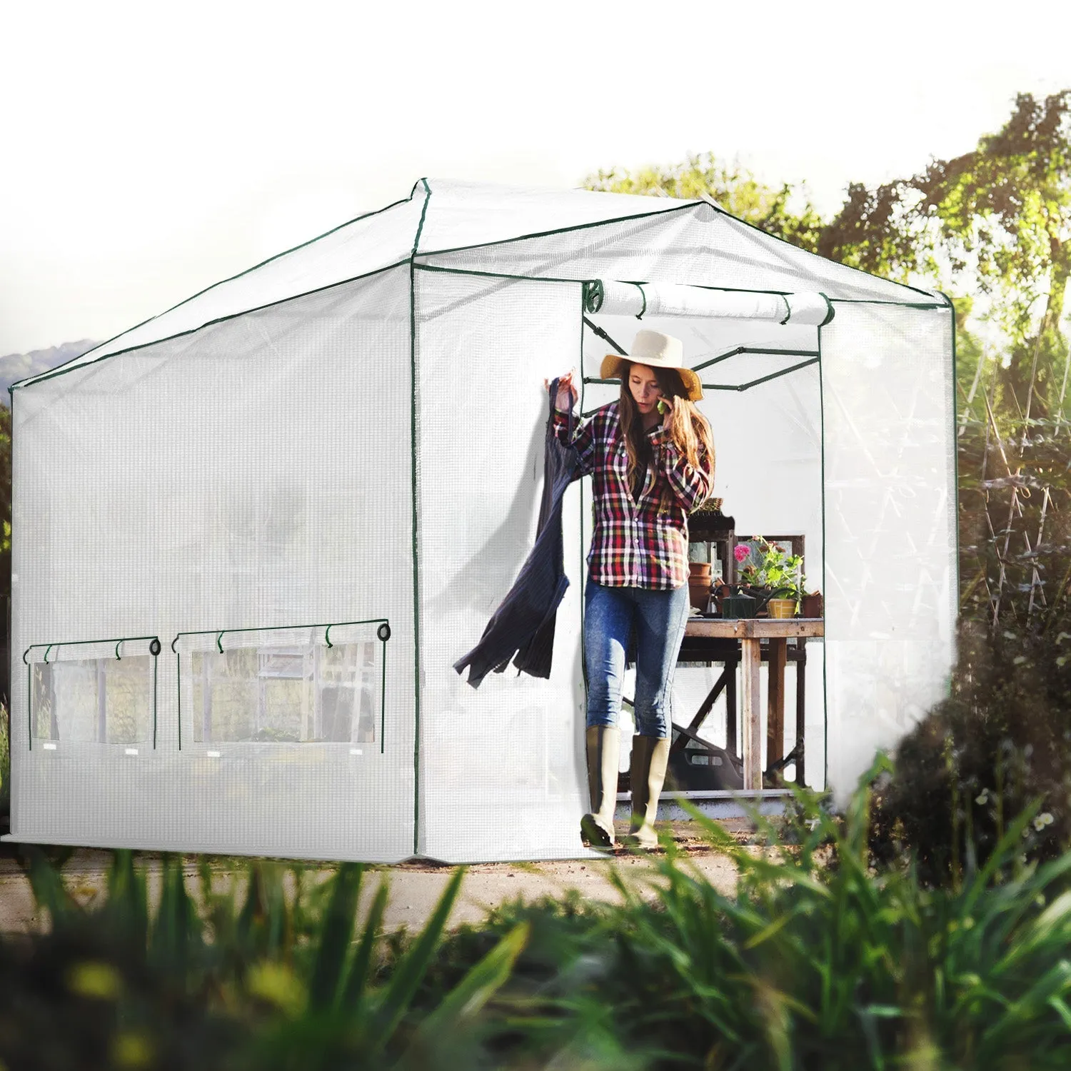 12x8 Portable Large Walk-in Pop Up Greenhouse