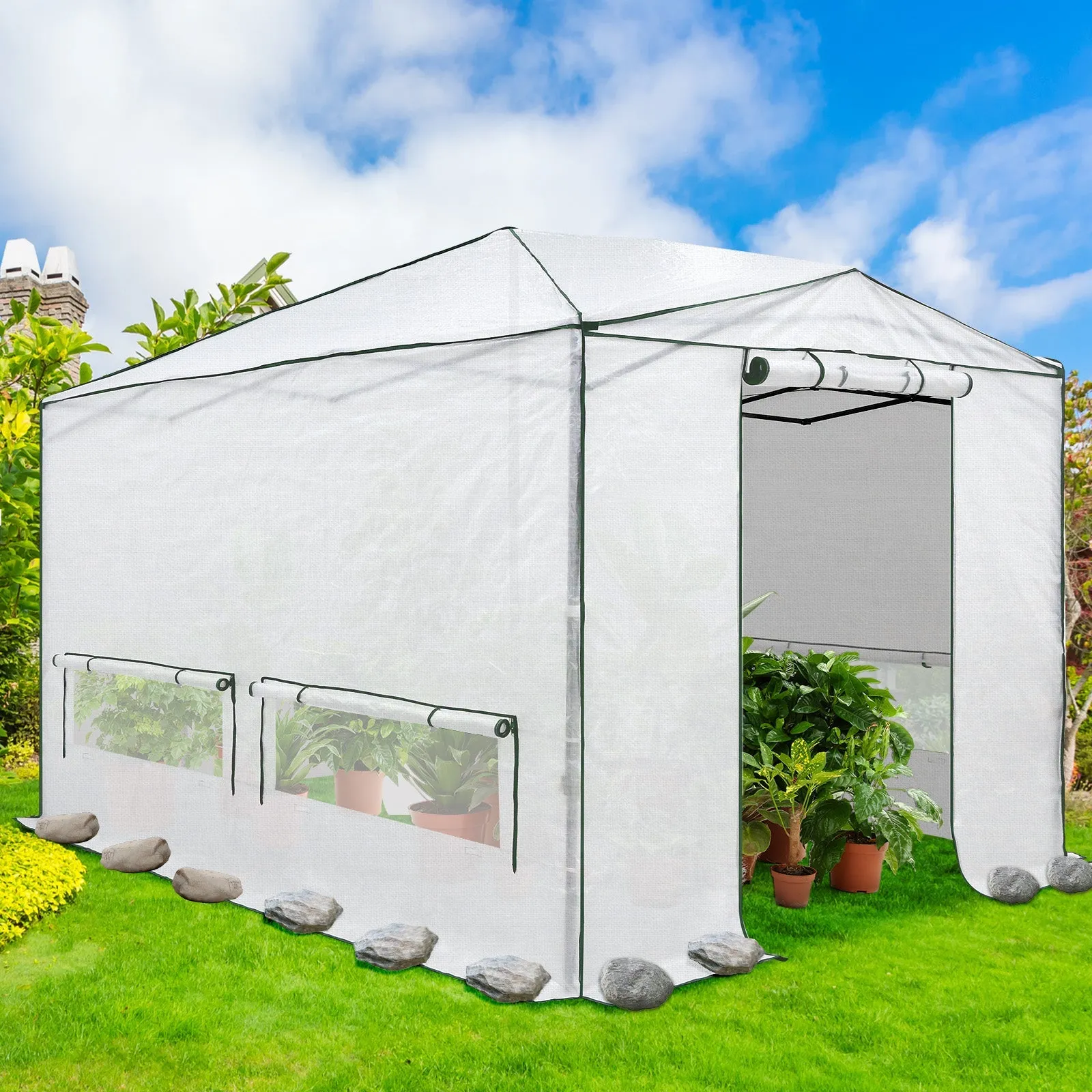 12x8 Portable Large Walk-in Pop Up Greenhouse