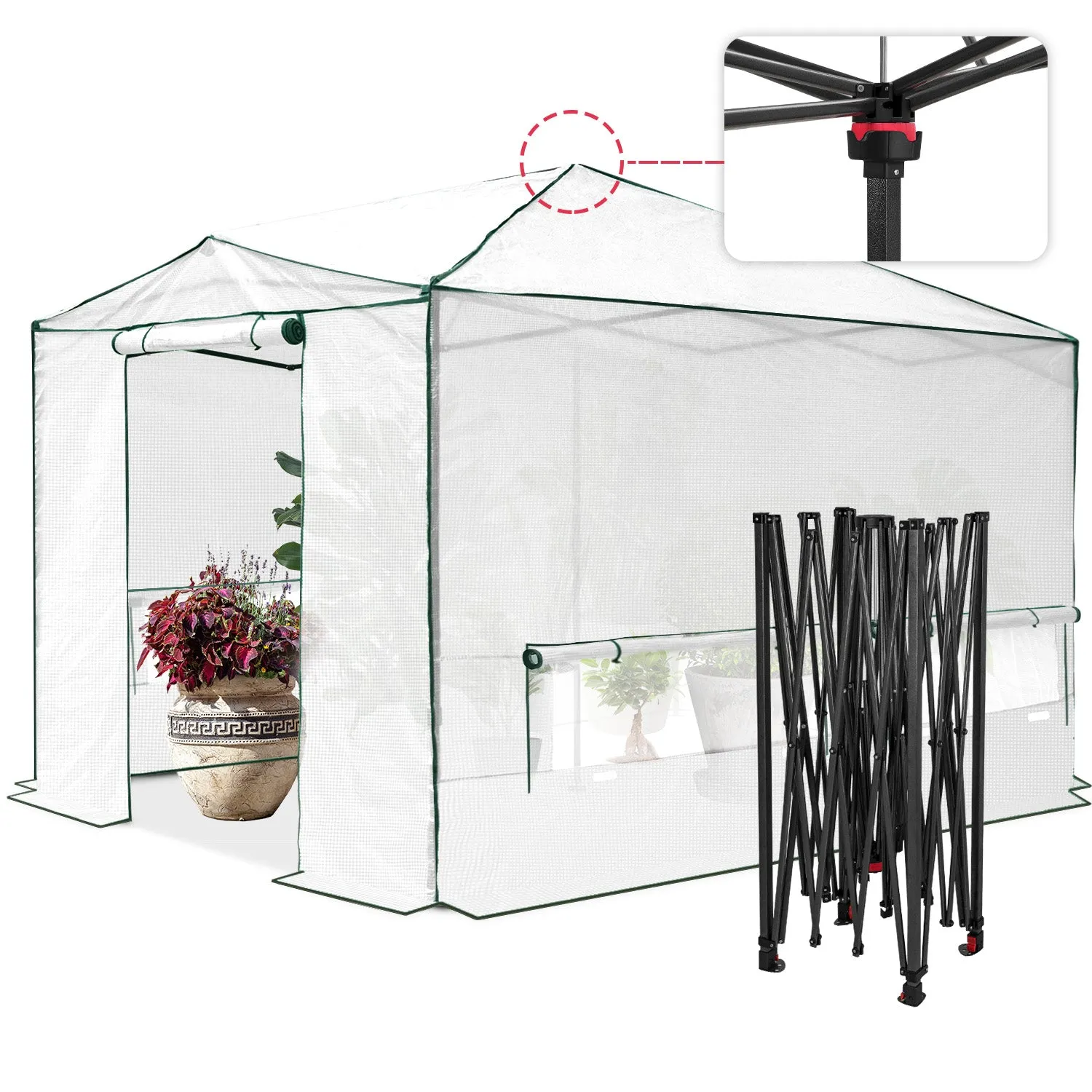 12x8 Portable Large Walk-in Pop Up Greenhouse