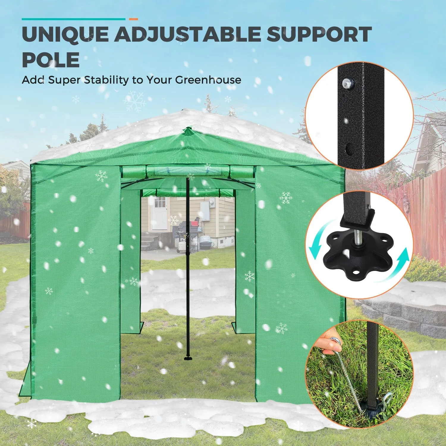 12x8 Portable Large Walk-in Pop Up Greenhouse