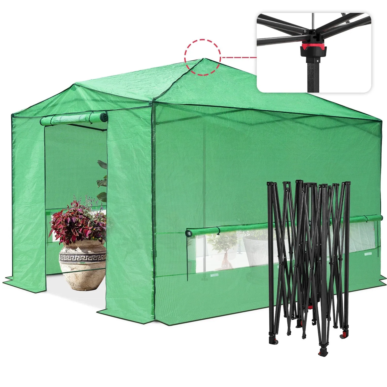 12x8 Portable Large Walk-in Pop Up Greenhouse