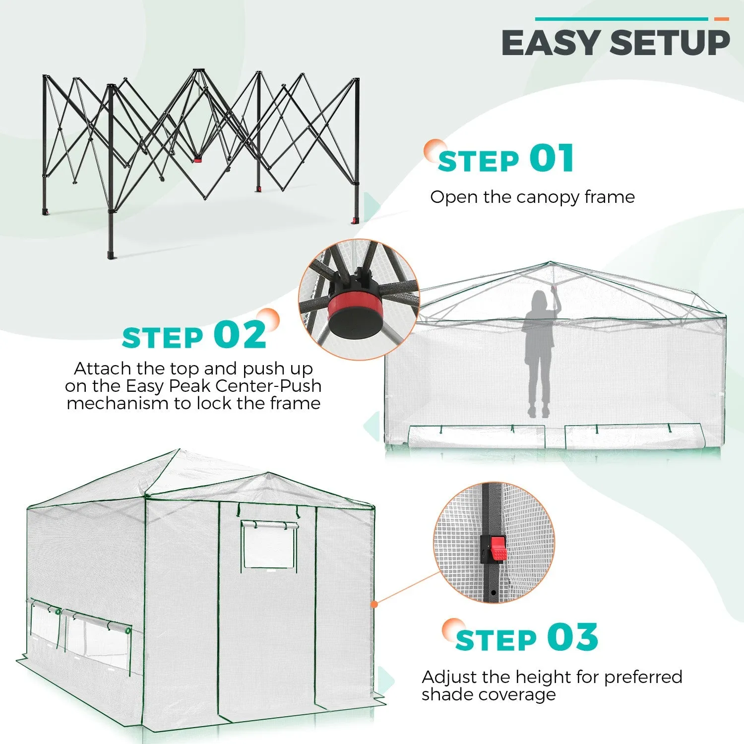 12x8 Portable Large Walk-in Pop Up Greenhouse