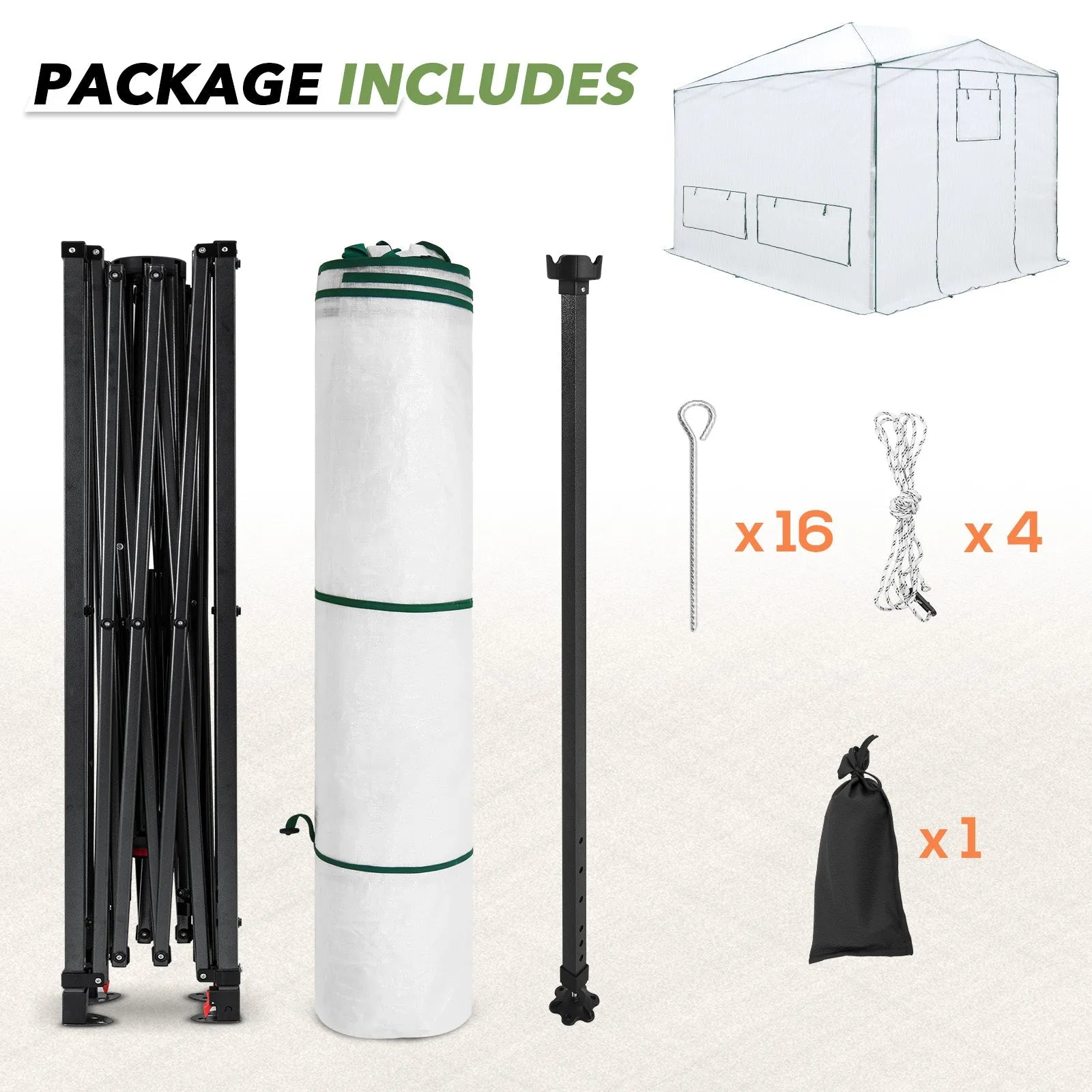 12x8 Portable Large Walk-in Pop Up Greenhouse