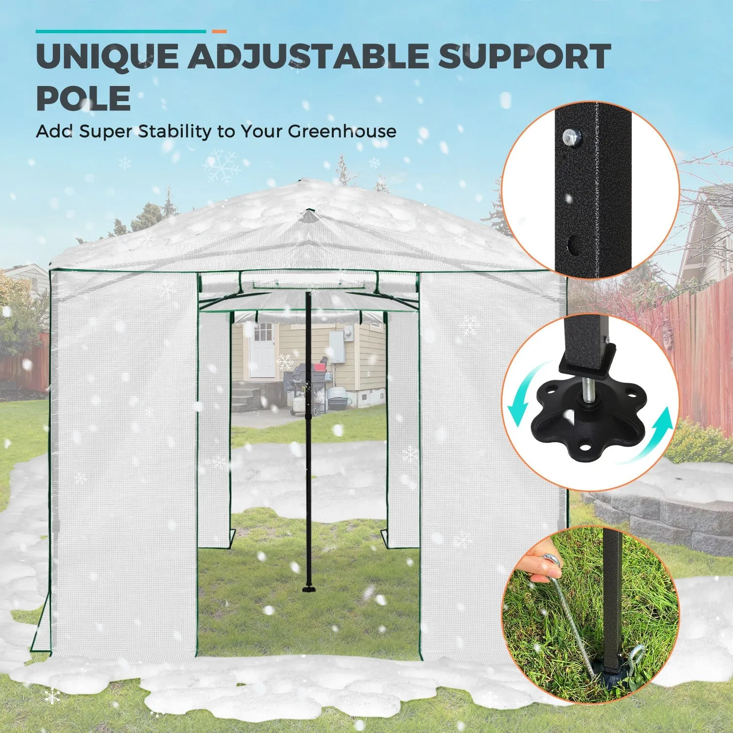 12x8 Portable Large Walk-in Pop Up Greenhouse