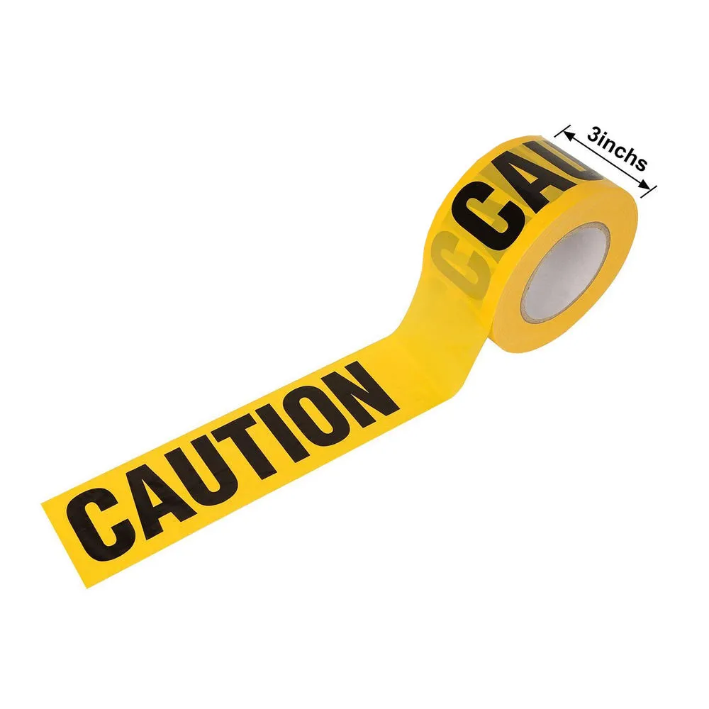 2 Rolls Safety Caution Tape 3" X 100Ft Yellow Hazard Weatherproof Danger Warning