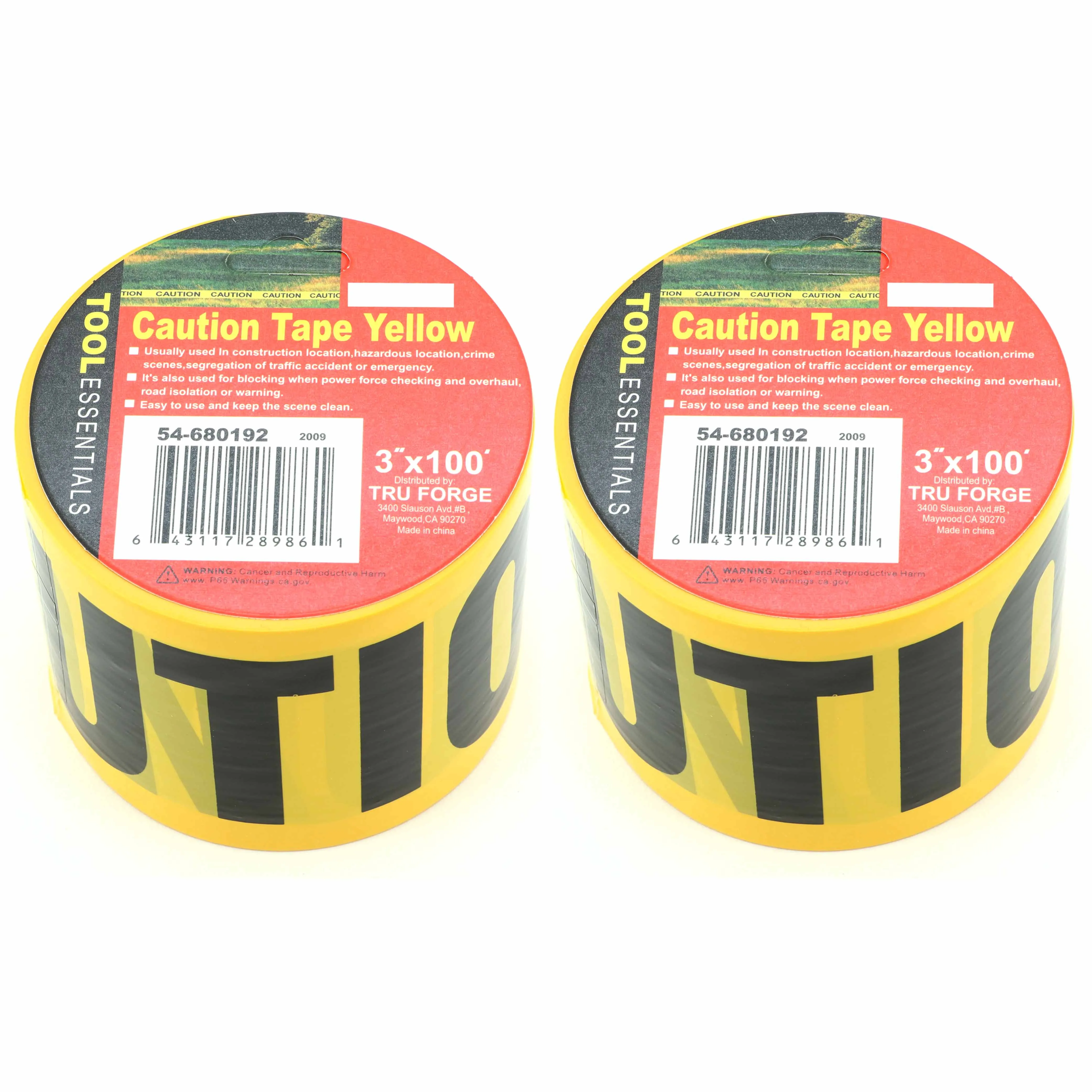 2 Rolls Safety Caution Tape 3" X 100Ft Yellow Hazard Weatherproof Danger Warning