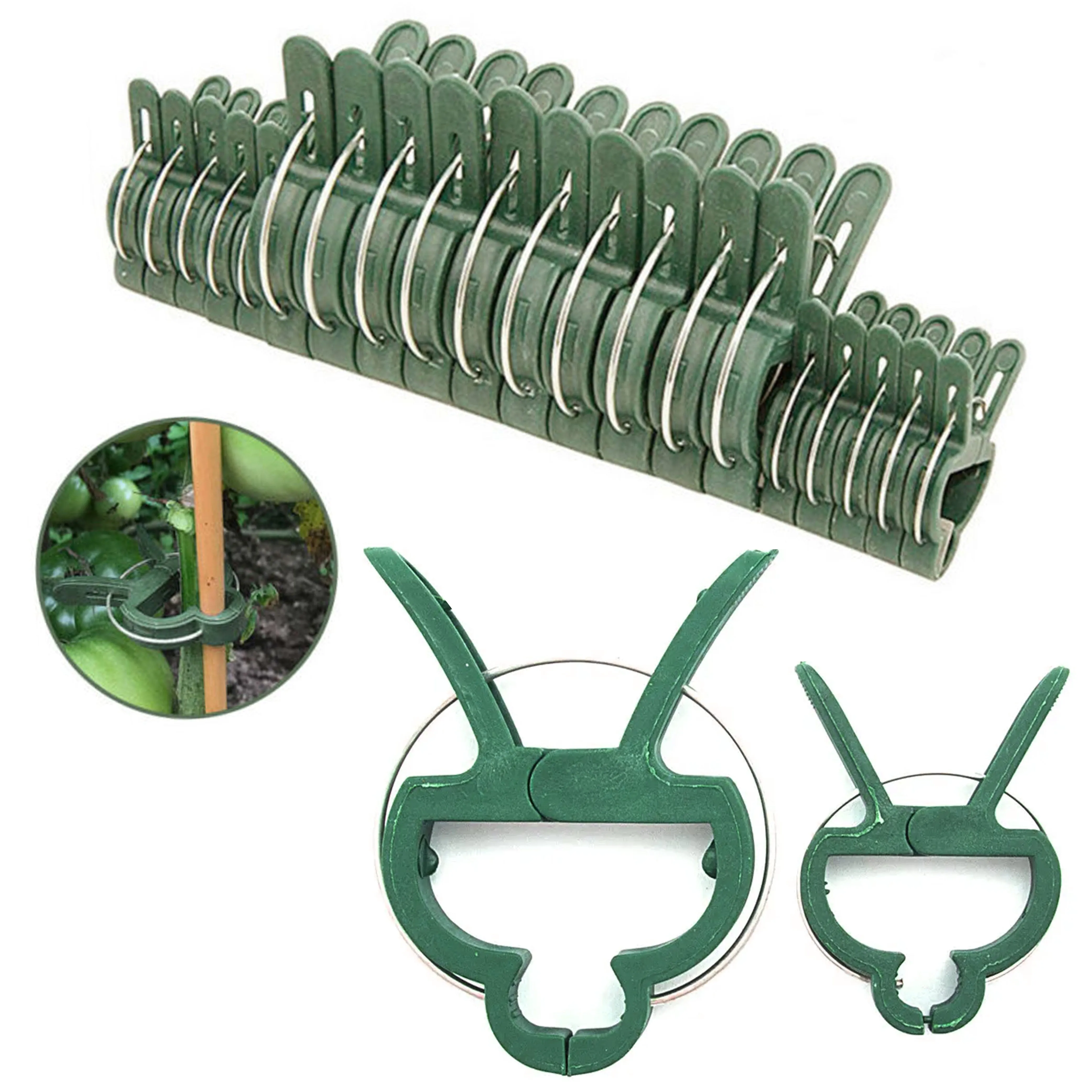 20PC Plant Support Clips Spring Loaded Garden Flower Large Small Plant Twine Tie