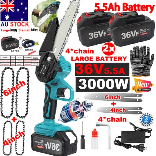 4" 6" Chainsaw Cordless Rechargeable Wood Cutter Saw | Chain Saws | Electric Tools