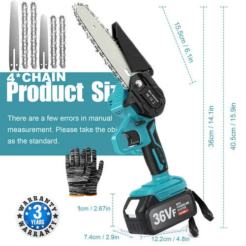 4" 6" Chainsaw Cordless Rechargeable Wood Cutter Saw | Chain Saws | Electric Tools