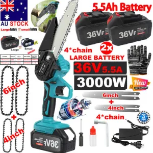 4" 6" Chainsaw Cordless Rechargeable Wood Cutter Saw | Chain Saws | Electric Tools