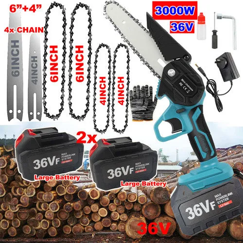 4" 6" Chainsaw Cordless Rechargeable Wood Cutter Saw | Chain Saws | Electric Tools