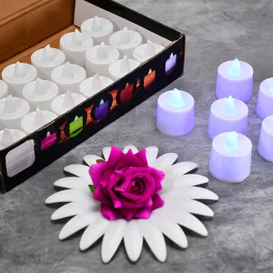 Blue Flameless LED Tealights, Smokeless Plastic Decorative Candles - Led Tea Light Candle For Home Decoration (Pack Of 24)
