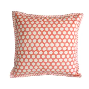 Coral Dot Hand Block Print Cushion Cover 40cms