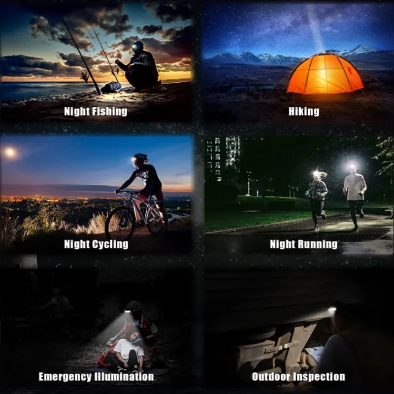 Crocox LED Headlamp Rechargeable LED Headlamp Illumination Waterproof Sensor Hea