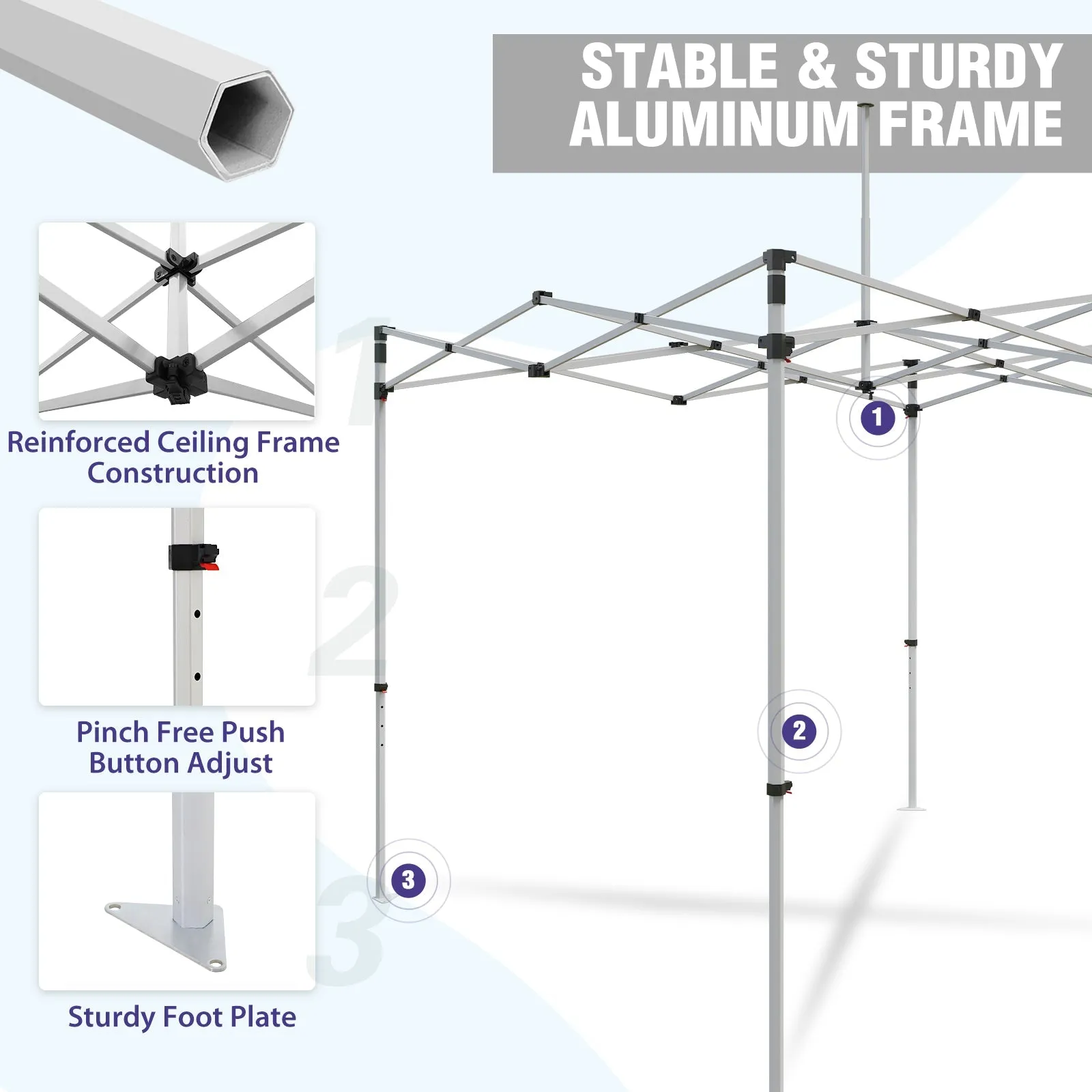 EAGLE PEAK ALX4010 40mm Aluminum Hex Leg Commercial Custom Canopy Tent 10x10 - CLICK TO CONFIGURE - Package Prices Start at $789.00
