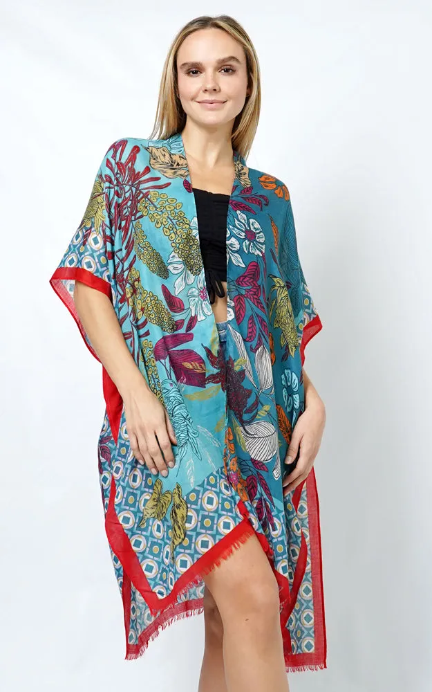 EVT10983 FLORAL PRINT KIMONO