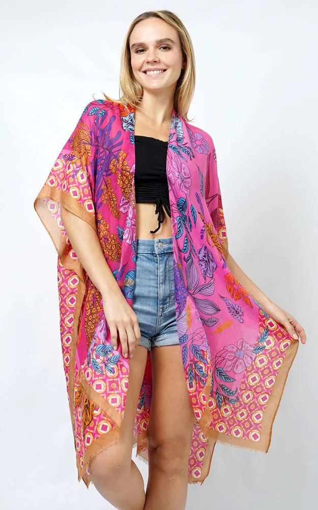 EVT10983 FLORAL PRINT KIMONO