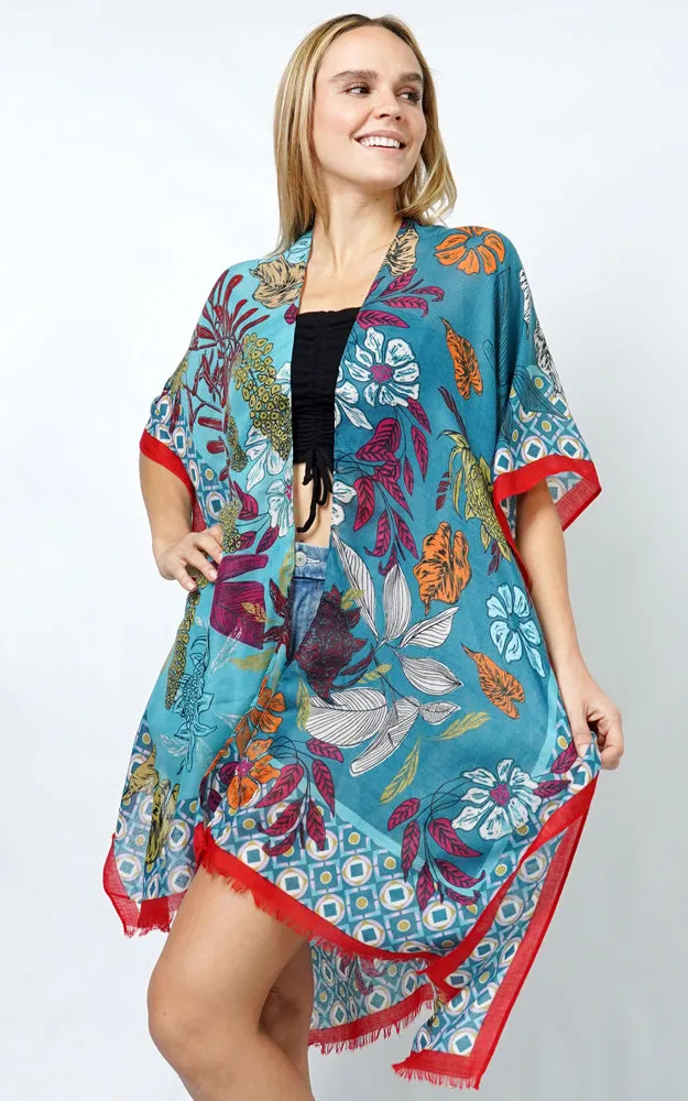 EVT10983 FLORAL PRINT KIMONO