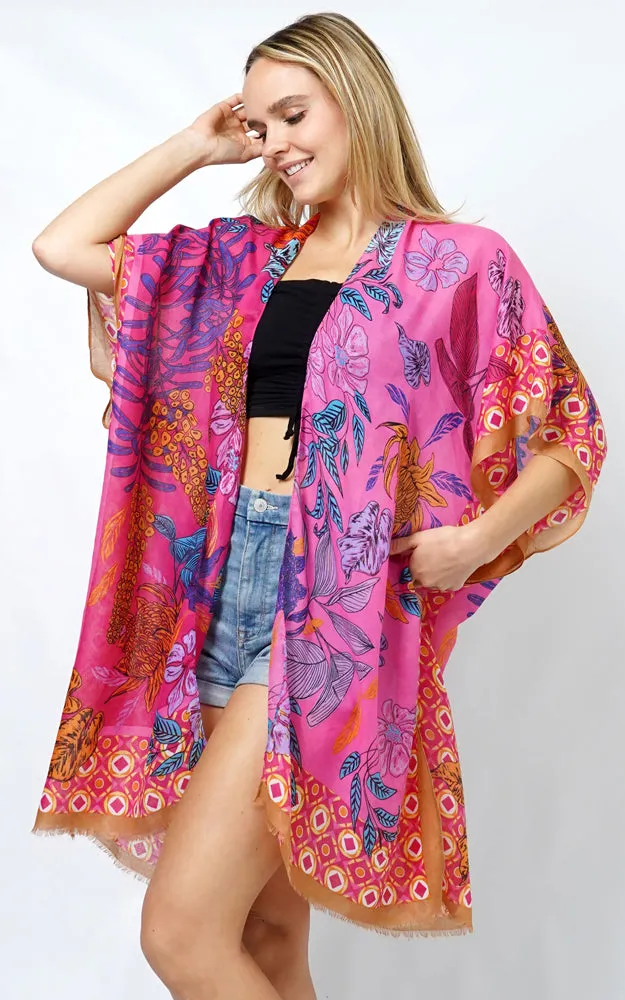 EVT10983 FLORAL PRINT KIMONO
