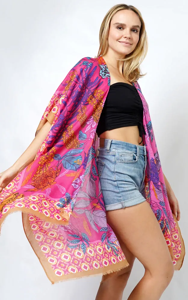 EVT10983 FLORAL PRINT KIMONO