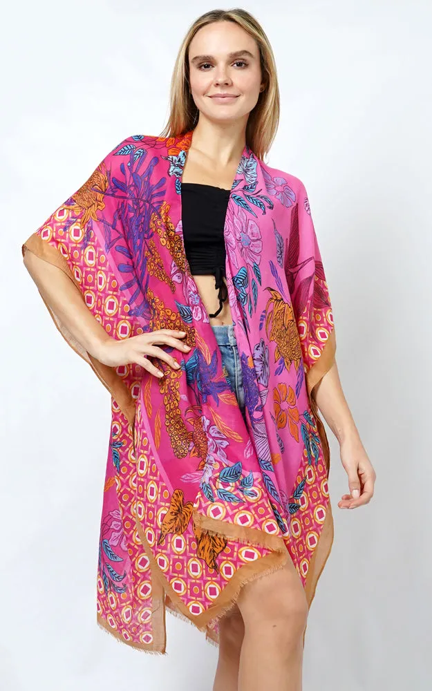 EVT10983 FLORAL PRINT KIMONO