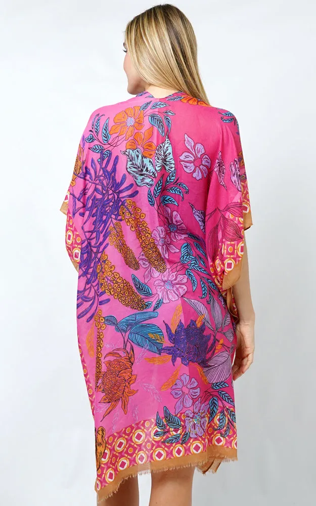 EVT10983 FLORAL PRINT KIMONO