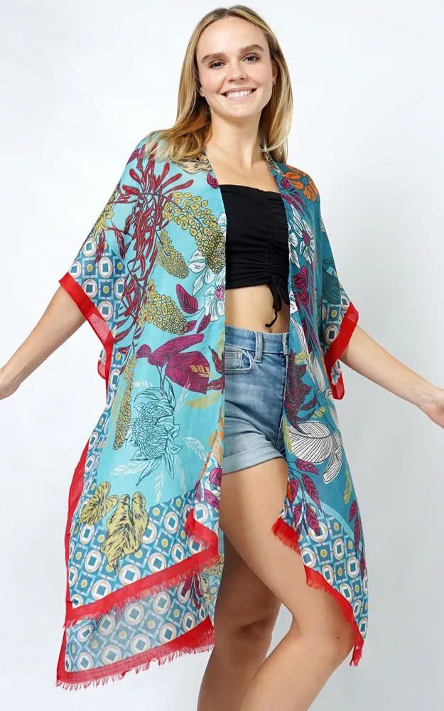 EVT10983 FLORAL PRINT KIMONO