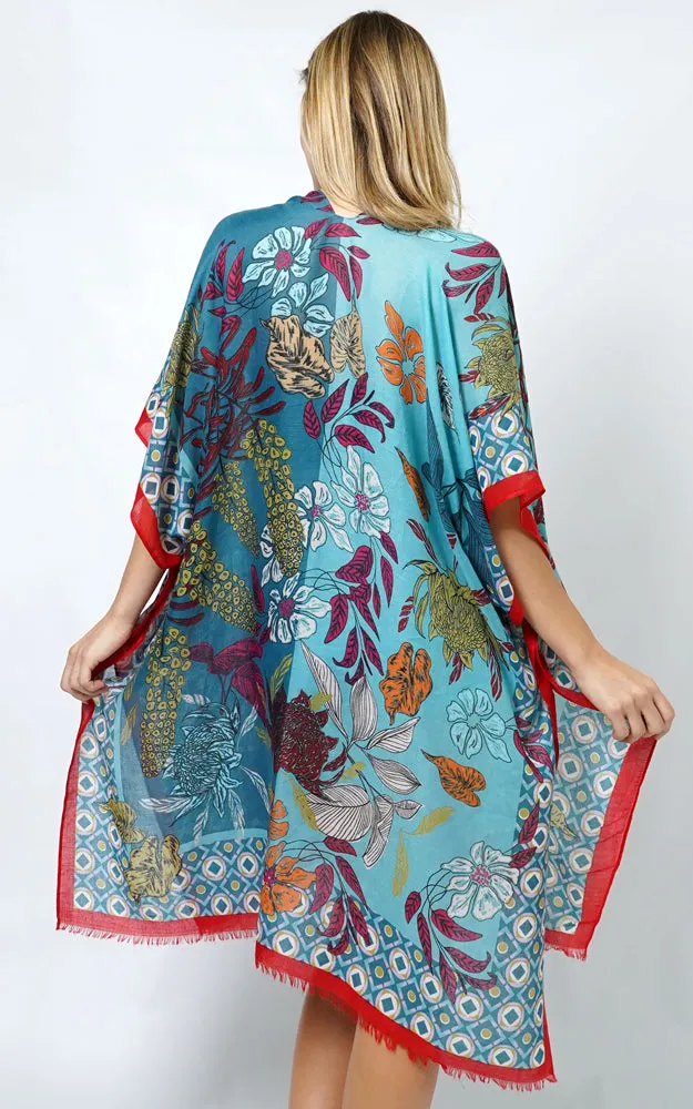 EVT10983 FLORAL PRINT KIMONO