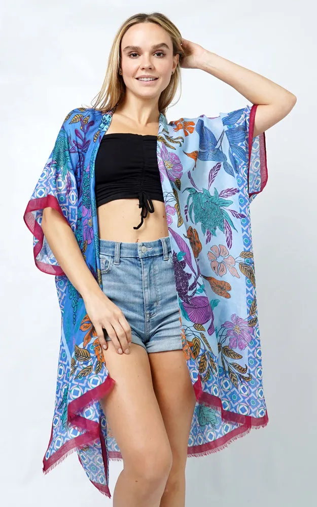 EVT10983 FLORAL PRINT KIMONO