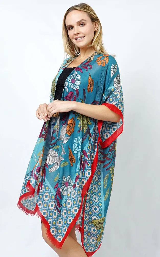 EVT10983 FLORAL PRINT KIMONO