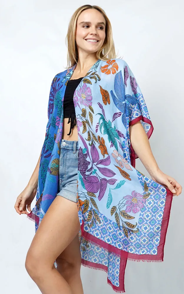 EVT10983 FLORAL PRINT KIMONO
