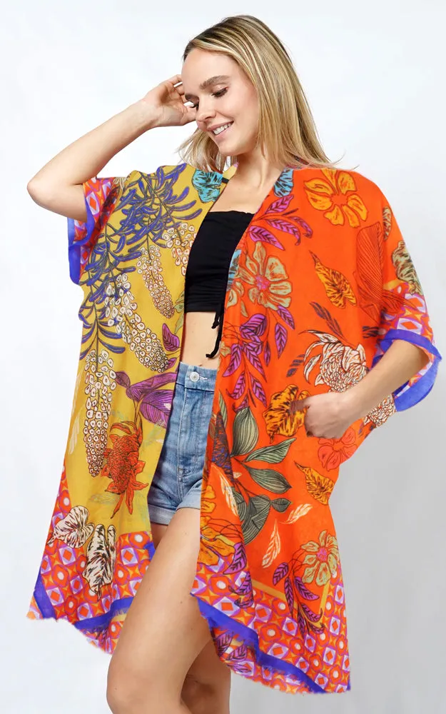 EVT10983 FLORAL PRINT KIMONO