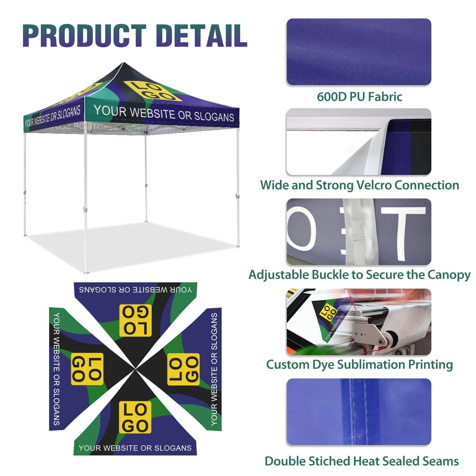 Heavy-Duty Canopy Tent with Your Logo and Custom Design 10x10 ft, CLICK TO CONFIGURE - Package Prices Start at $579.99