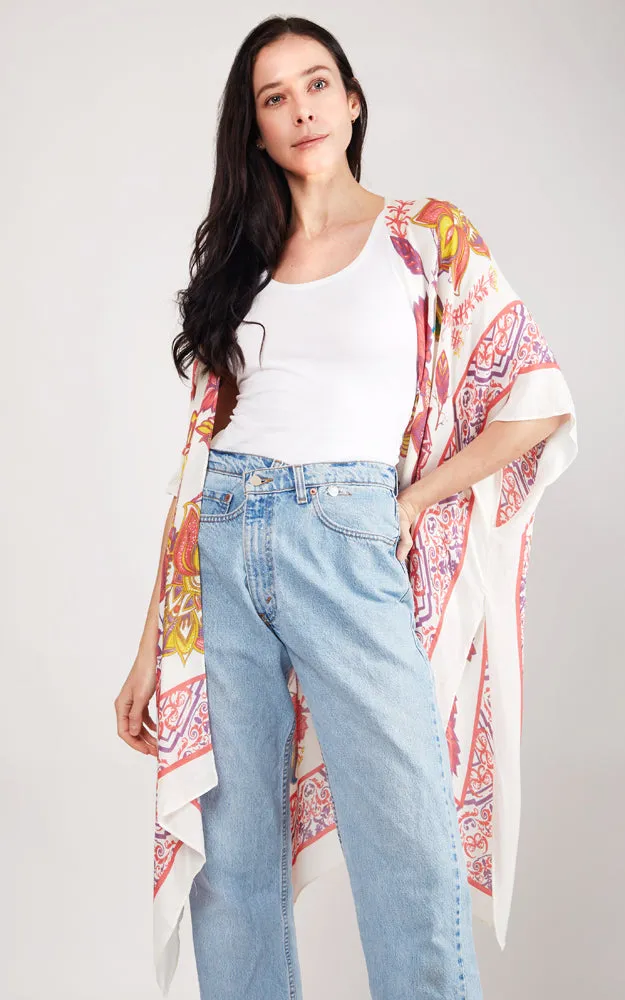 JP2105 Flower Pattern Design Cover Up Kimono