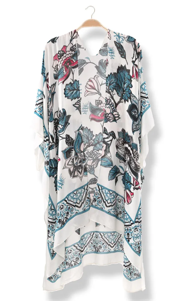 JP2105 Flower Pattern Design Cover Up Kimono