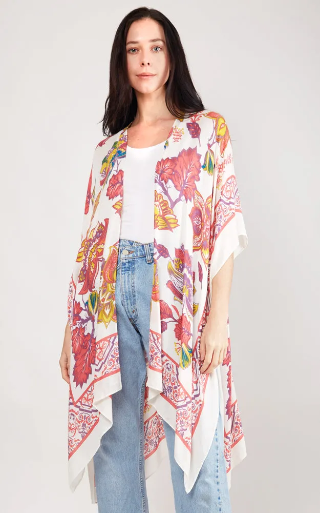 JP2105 Flower Pattern Design Cover Up Kimono