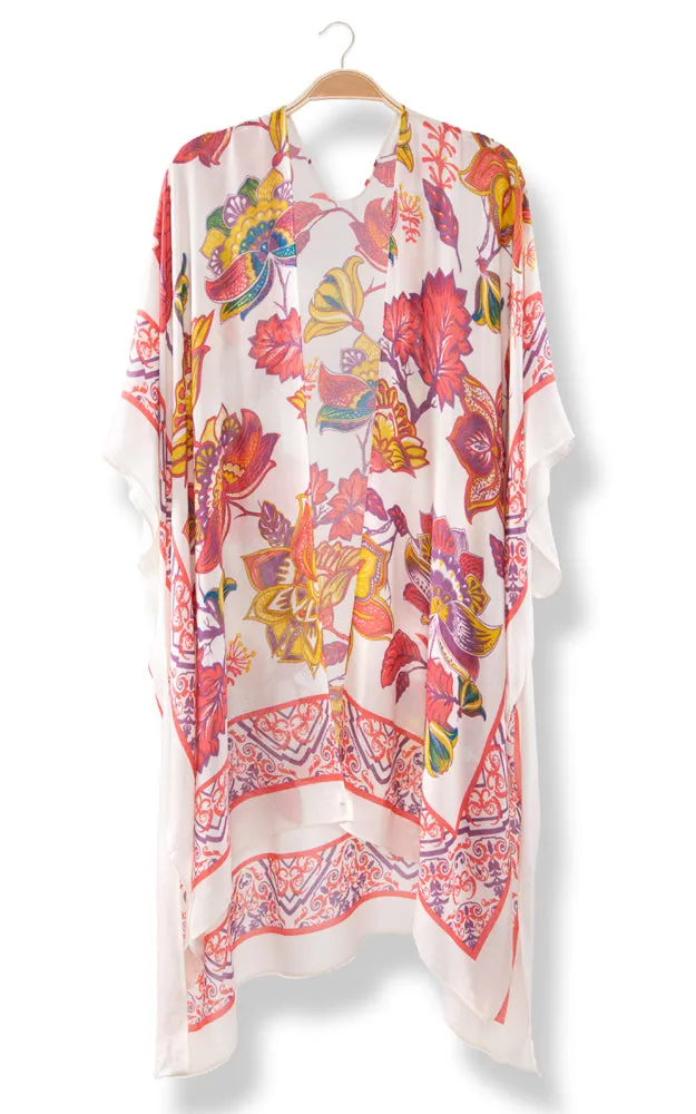 JP2105 Flower Pattern Design Cover Up Kimono