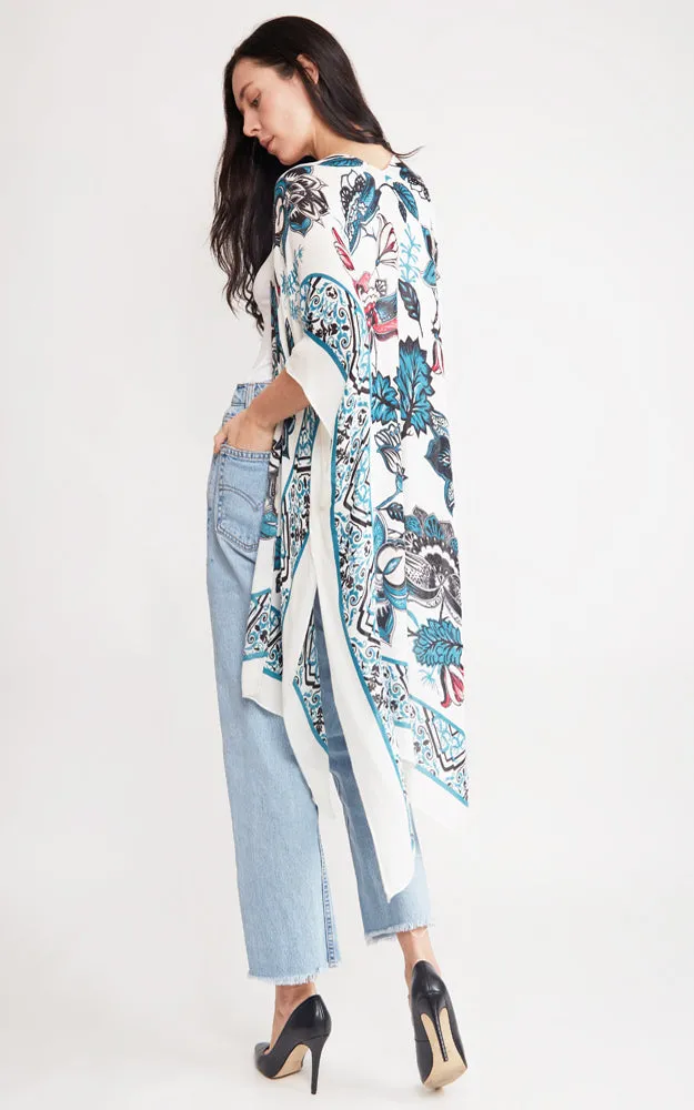 JP2105 Flower Pattern Design Cover Up Kimono