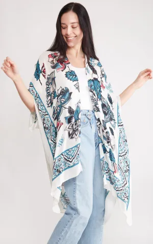 JP2105 Flower Pattern Design Cover Up Kimono