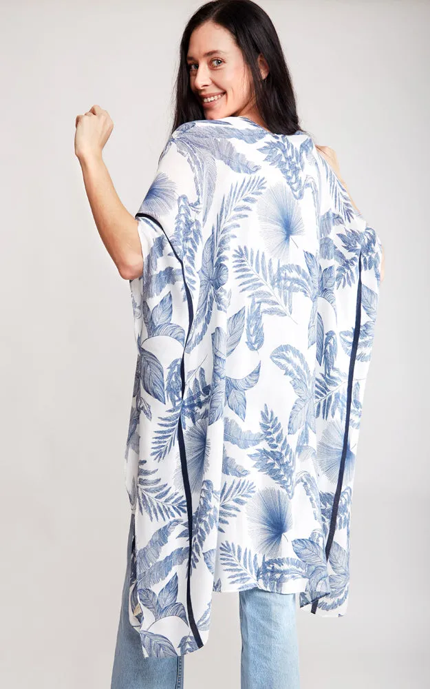 JP2107 Leaves Pattern Design Cover Up Kimono