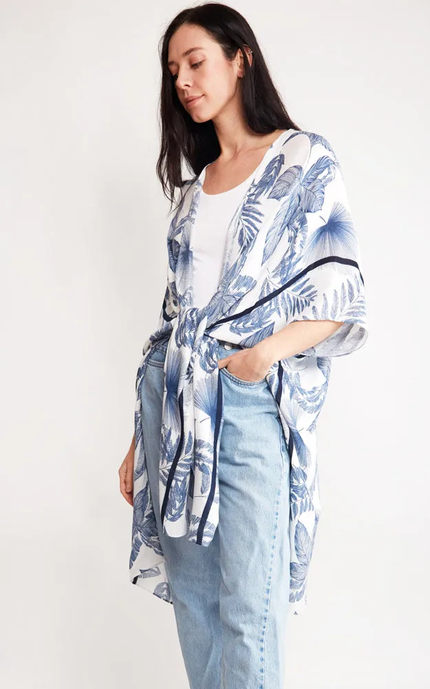 JP2107 Leaves Pattern Design Cover Up Kimono