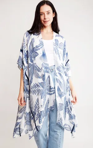JP2107 Leaves Pattern Design Cover Up Kimono