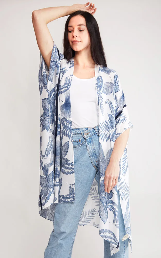JP2107 Leaves Pattern Design Cover Up Kimono