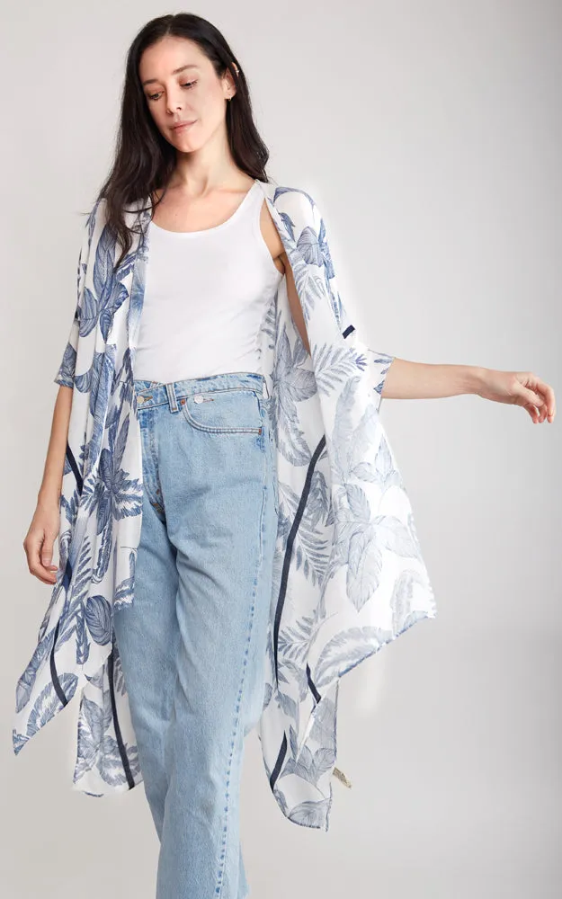 JP2107 Leaves Pattern Design Cover Up Kimono